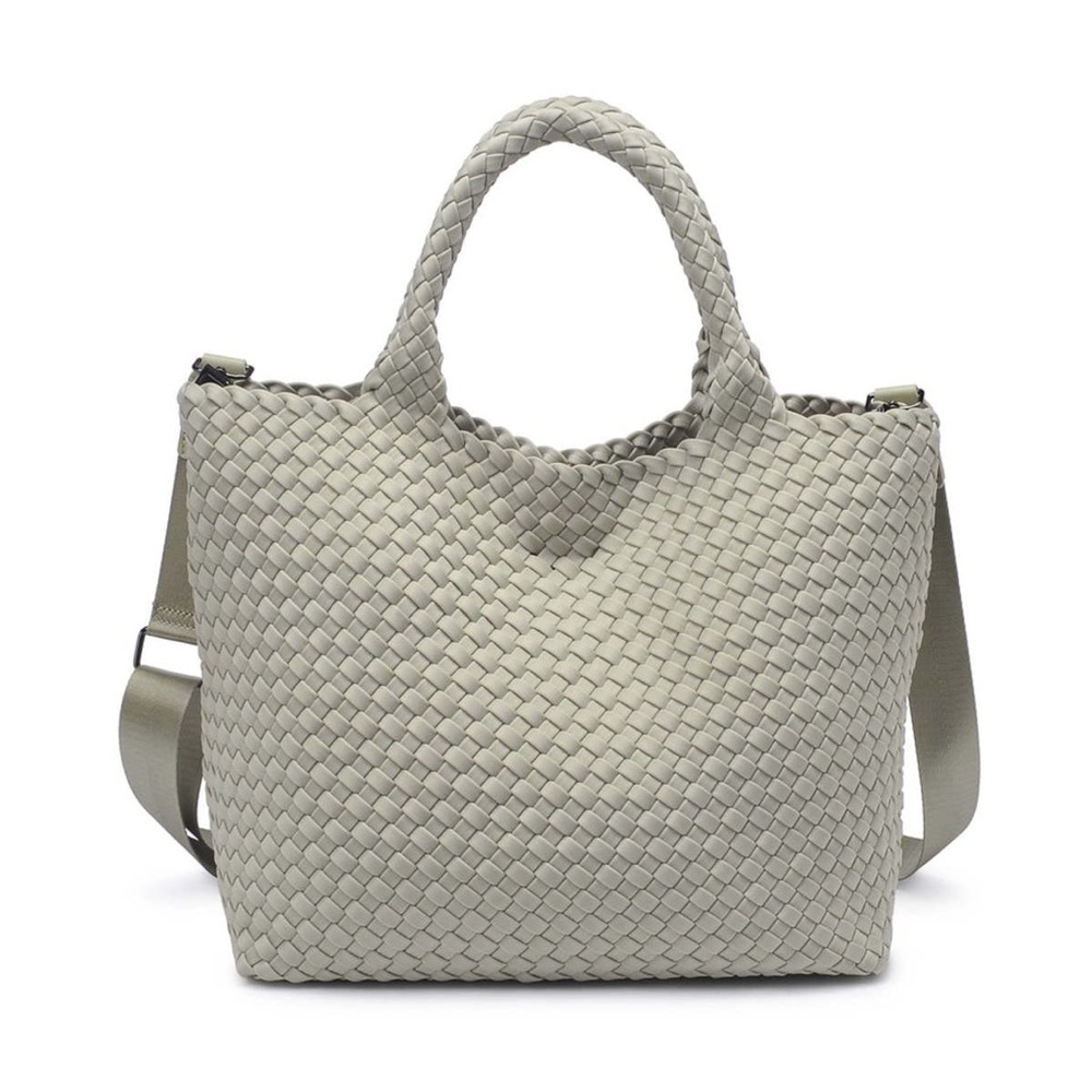 Woven Tote Bag in Light Gray - Women's Shoulder & Handbag
